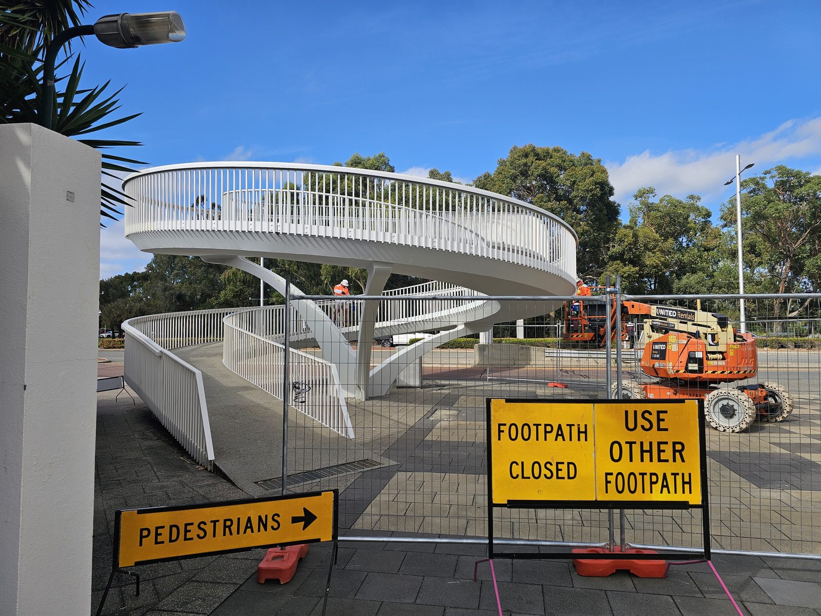 Infrastructure coating on a pedestrian bridge