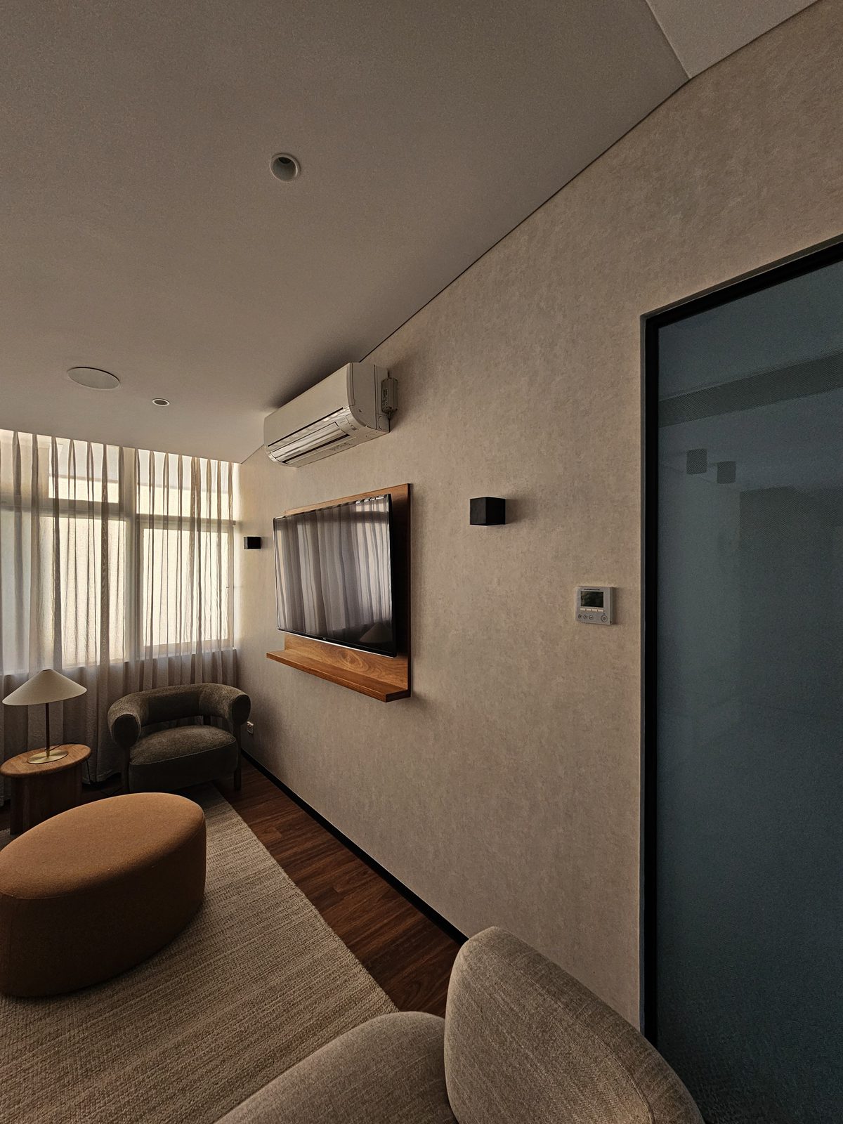 Reception lounge with specialty finishes